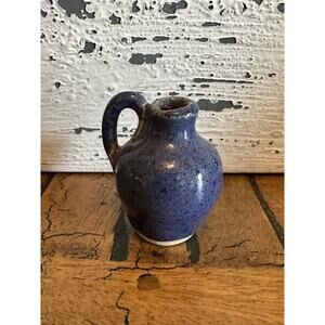 Anita Morgan Pottery Mini/Miniature 1.5” Blue‎ Jug Signed 1995